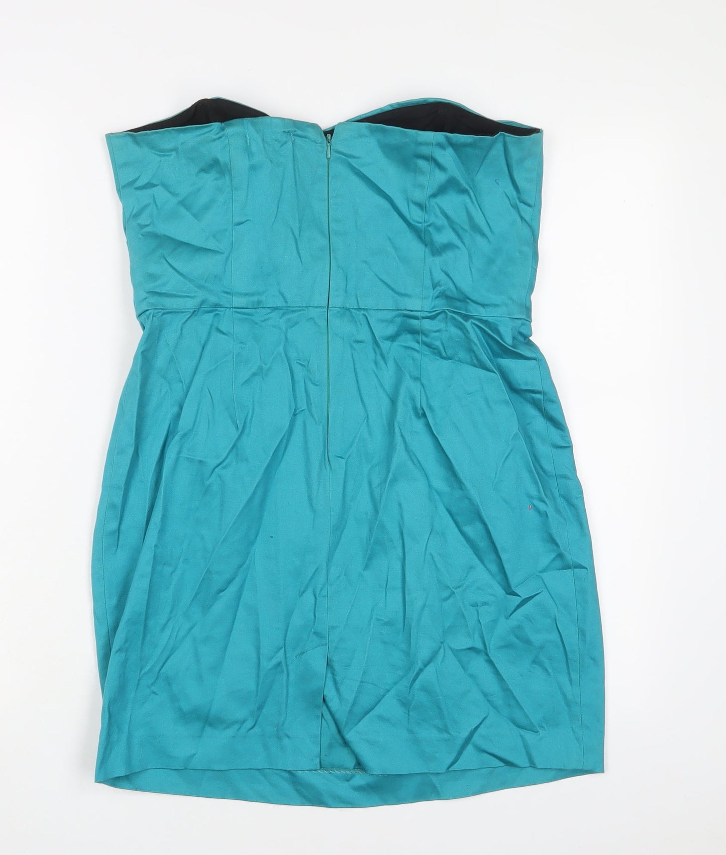 RISE Womens Blue Cotton A-Line Size 12 Off the Shoulder Zip - Pleated