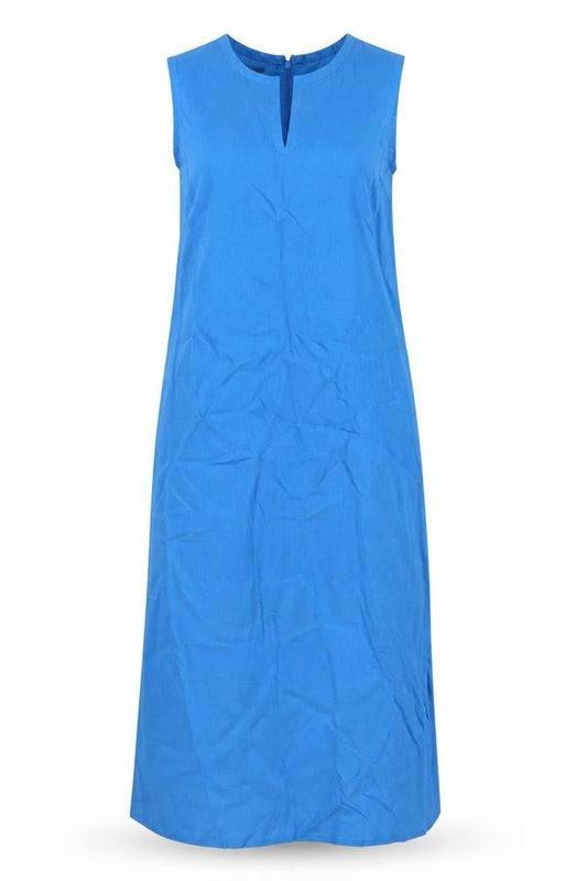 Talbots Womens Blue Linen A-Line Size 8 V-Neck Zip