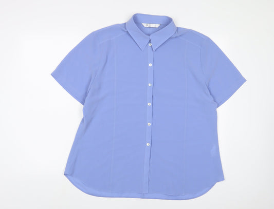 BHS Womens Purple Polyester Basic Button-Up Size 16 Collared