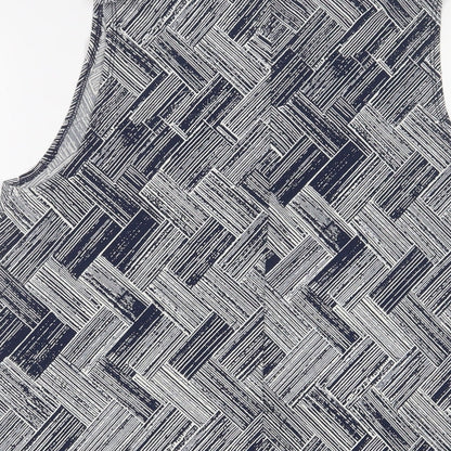 Next Womens Blue Geometric Polyester Basic Tank Size 10 Crew Neck - Keyhole neck