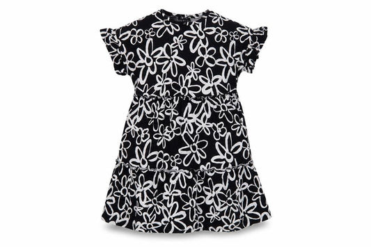 New Look Womens Black Floral Cotton A-Line Size 12 Crew Neck Pullover