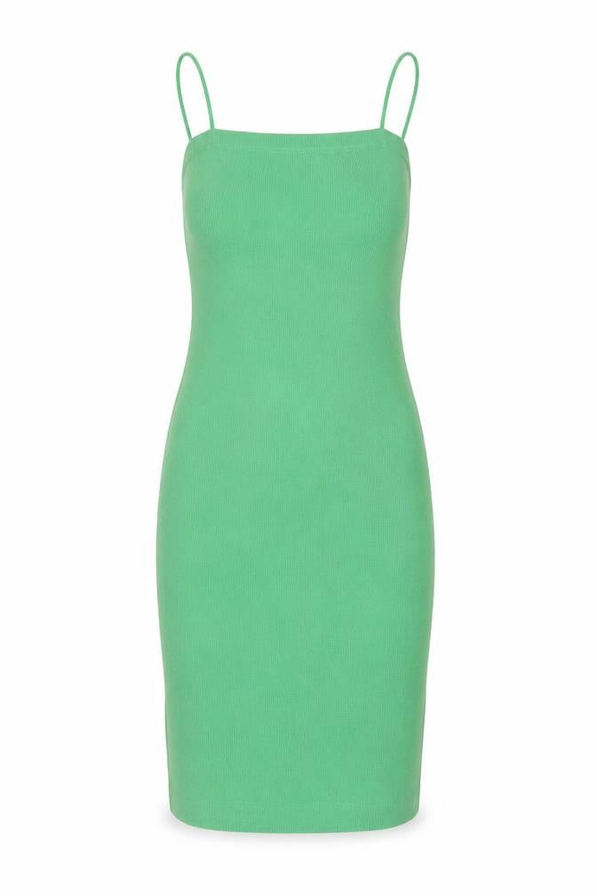 Zara Womens Green Cotton Bodycon Size S Square Neck Pullover