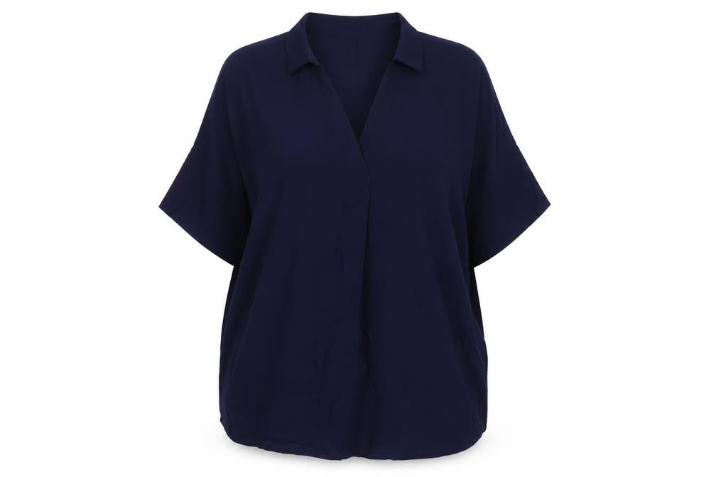 Mango Womens Blue Viscose Basic Polo Size L Collared