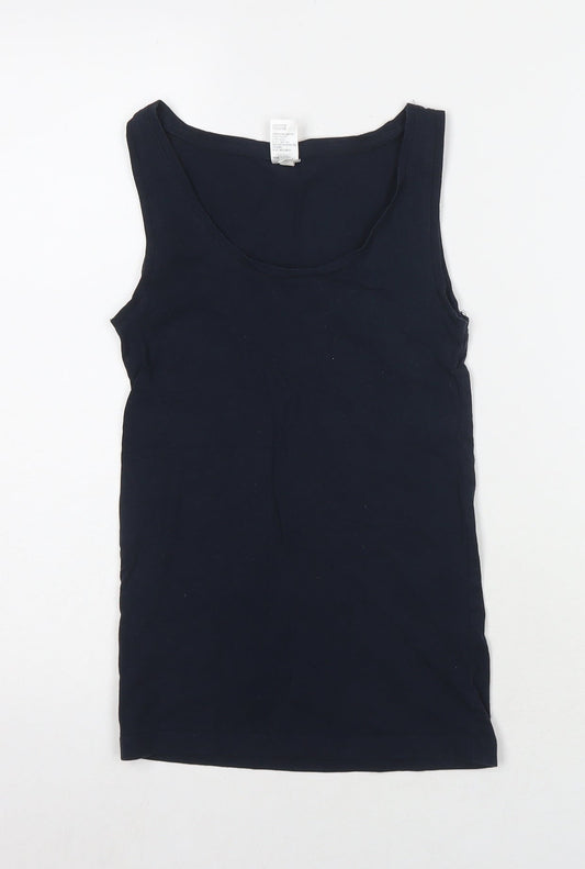 ANKO Womens Blue Cotton Basic Tank Size 6 Round Neck