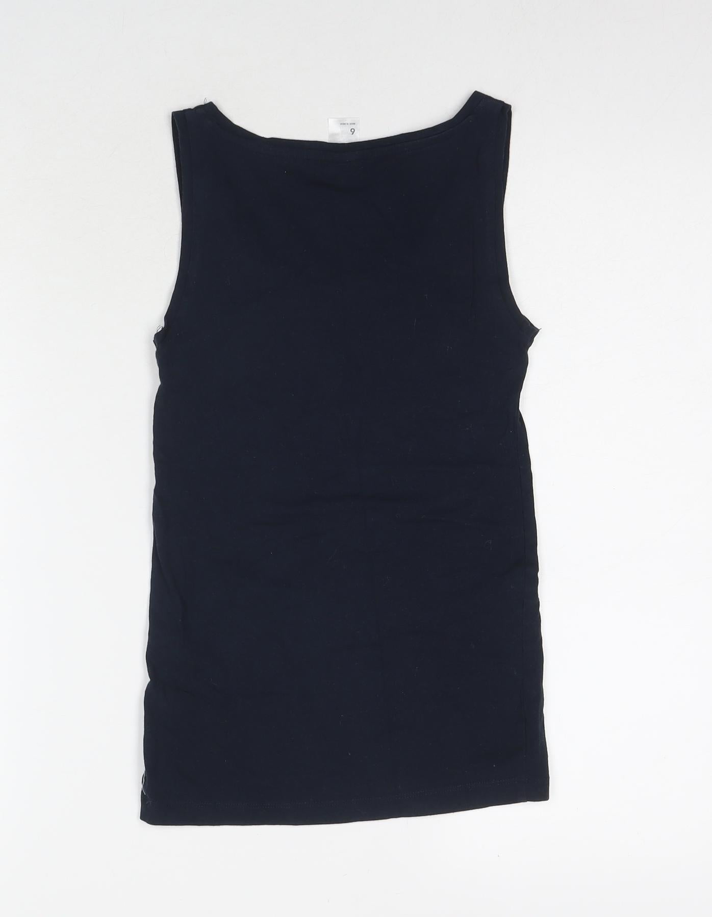 ANKO Womens Blue Cotton Basic Tank Size 6 Round Neck