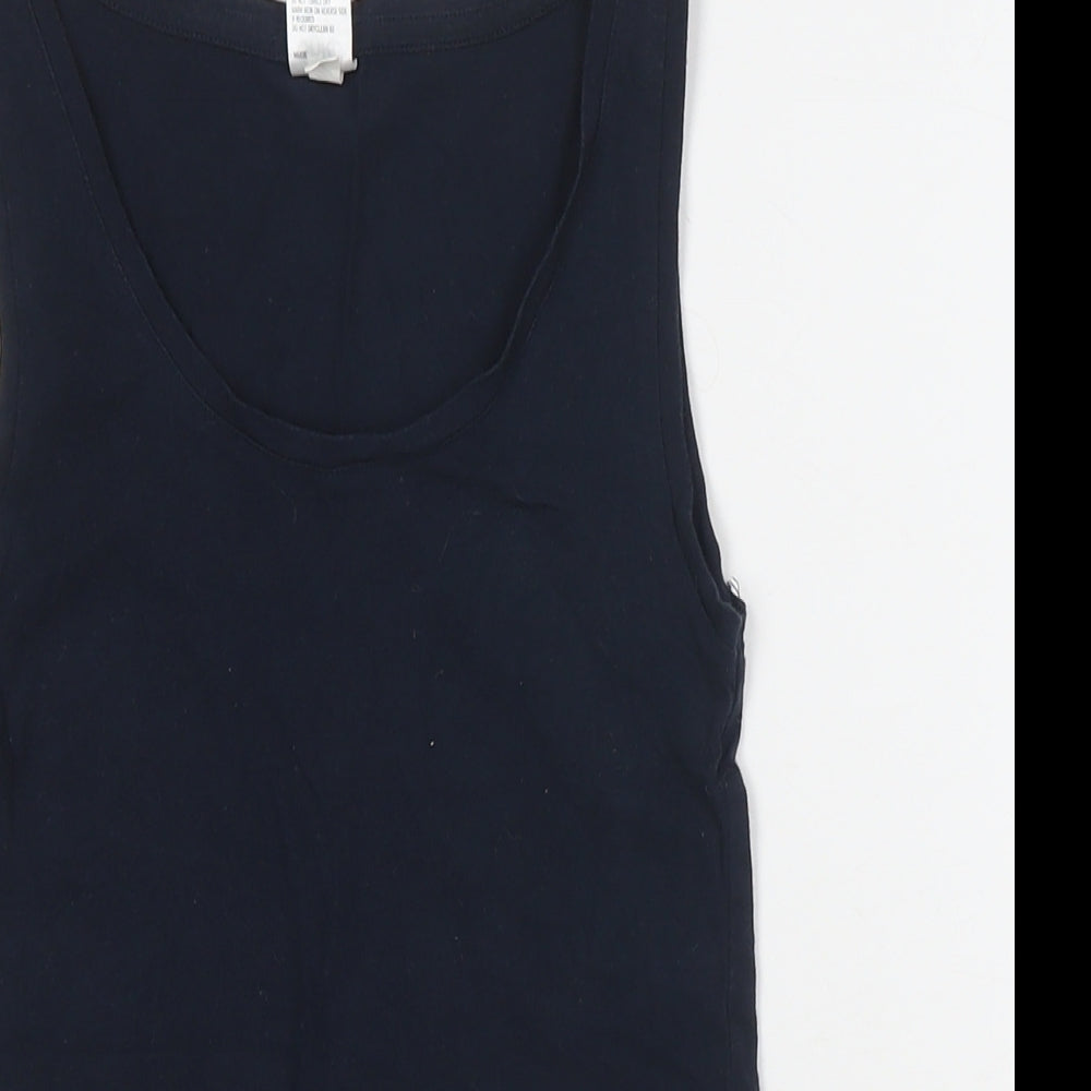 ANKO Womens Blue Cotton Basic Tank Size 6 Round Neck