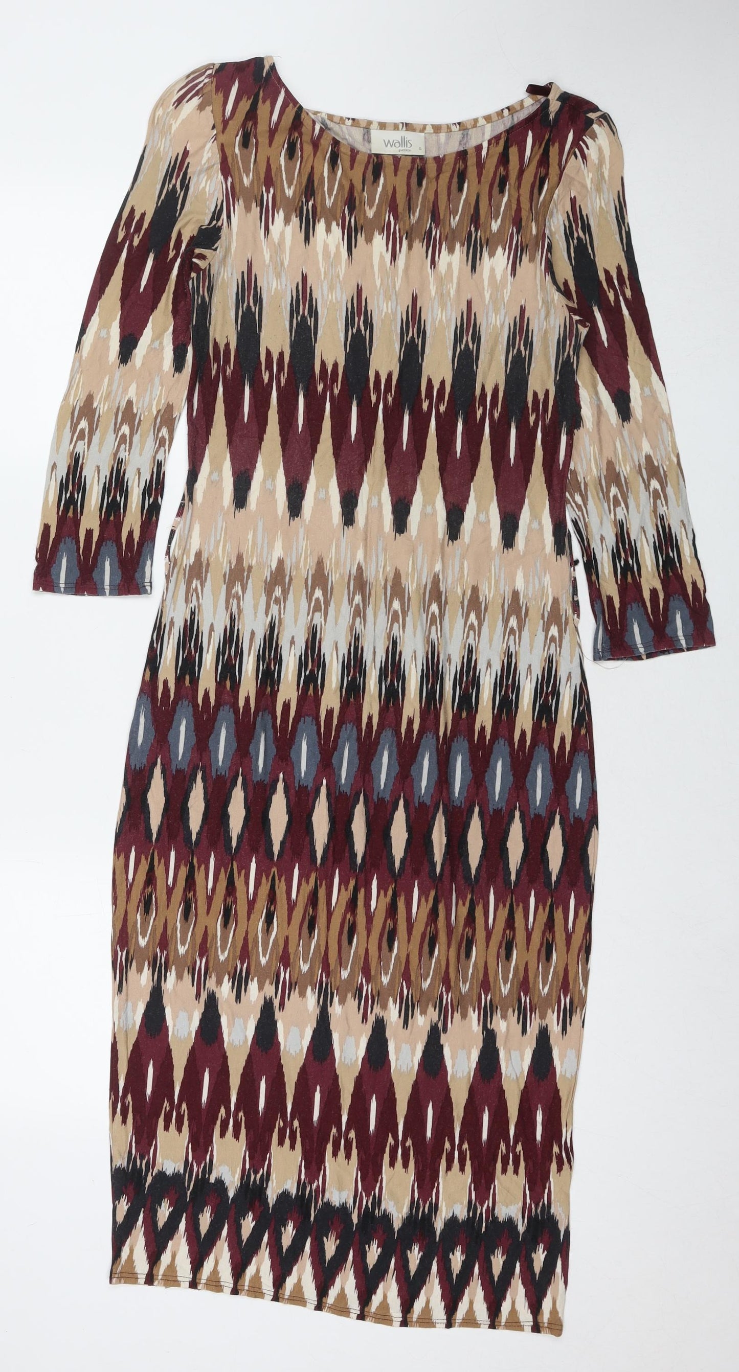 Wallis Womens Multicoloured Geometric Viscose A-Line Size S Round Neck Pullover