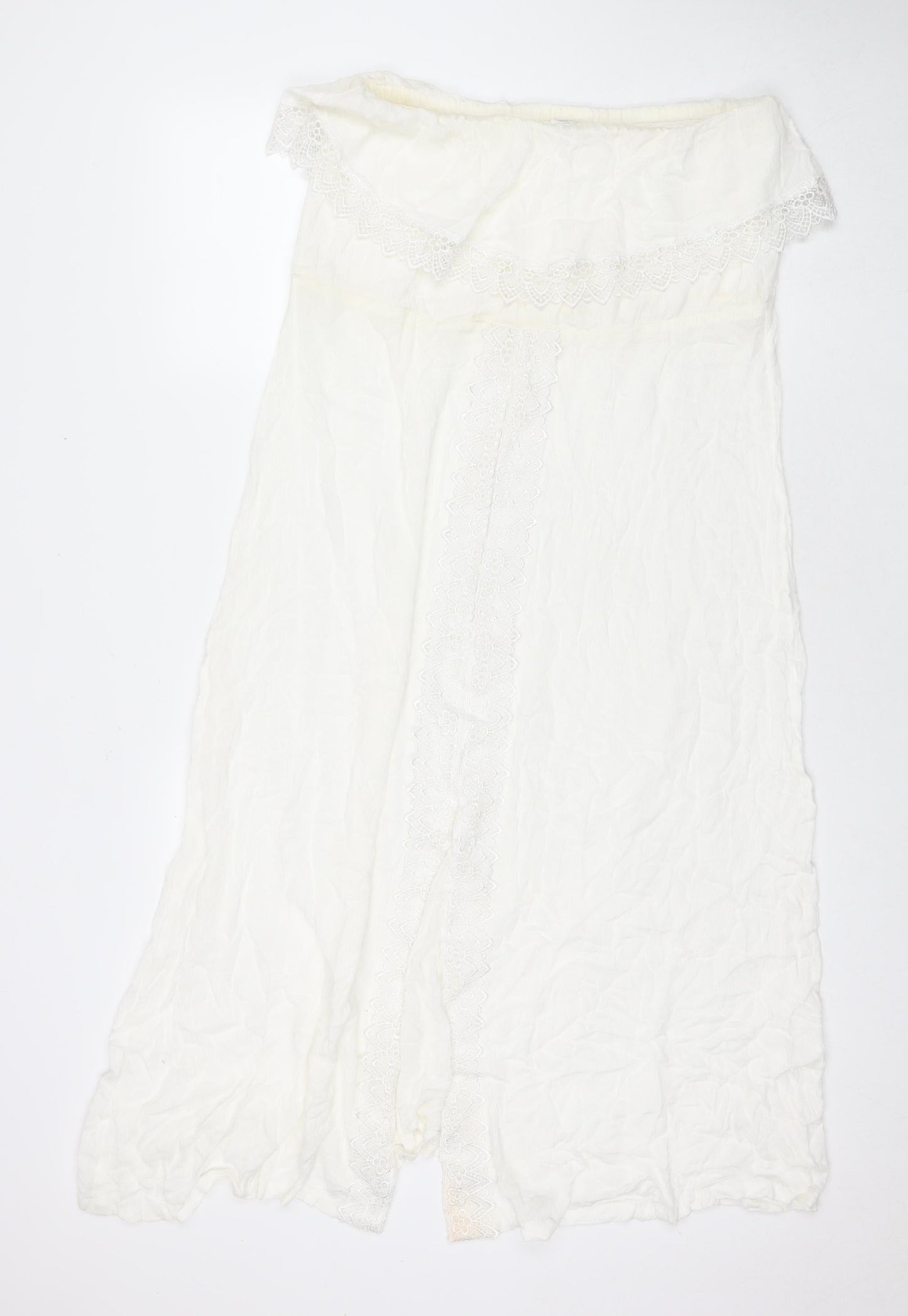 Diya Womens White Polyester A-Line Size 12 Square Neck Pullover - Strapless