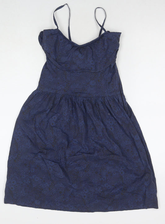Sessun Womens Blue Fair Isle Cotton Tank Dress Size M Square Neck Zip