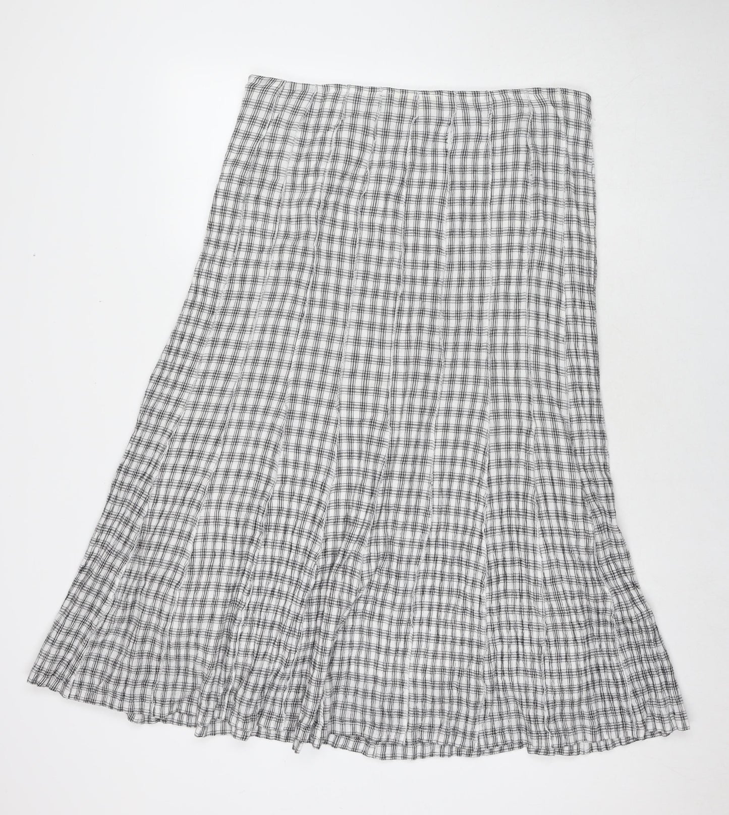 Adini Womens White Check Cotton Maxi Skirt Size 36 in Zip - Label Size L1