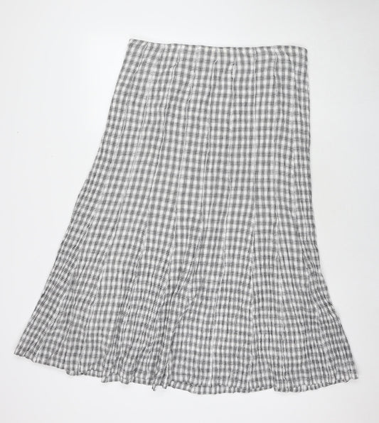 Adini Womens White Check Cotton Maxi Skirt Size 36 in Zip - Label Size L1