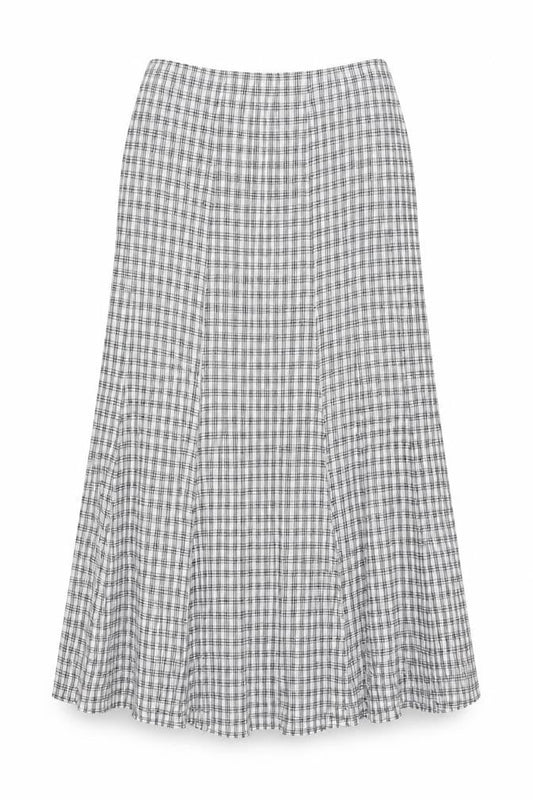 Adini Womens White Check Cotton Maxi Skirt Size 36 in Zip - Label Size L1