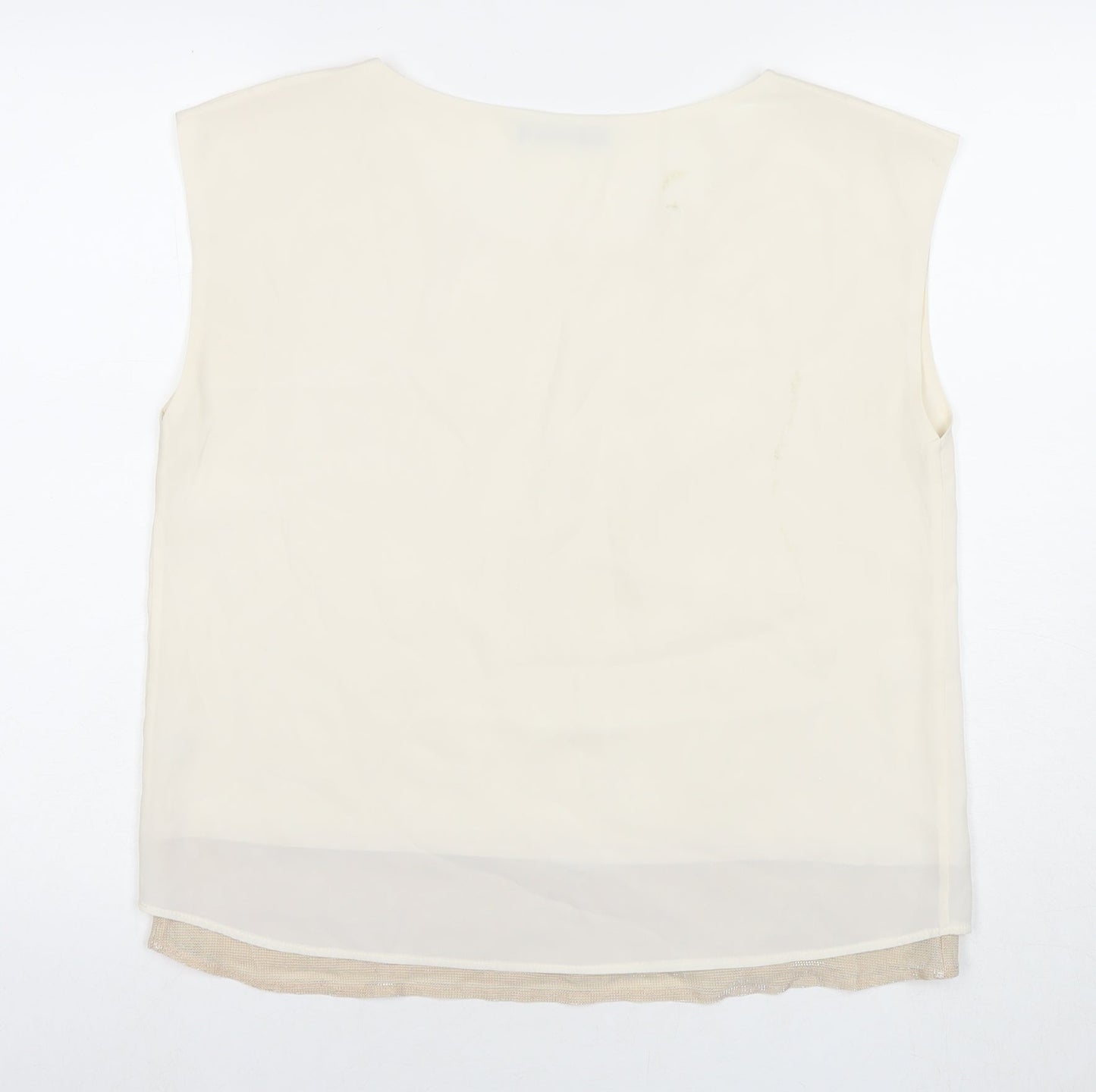 Oasis Womens White Polyester Basic Tank Size 14 Round Neck