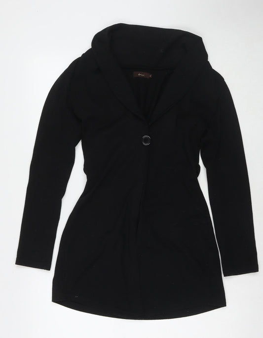 Ameni Womens Black V-Neck Polyester Cardigan Jumper Size S - Label Size 1
