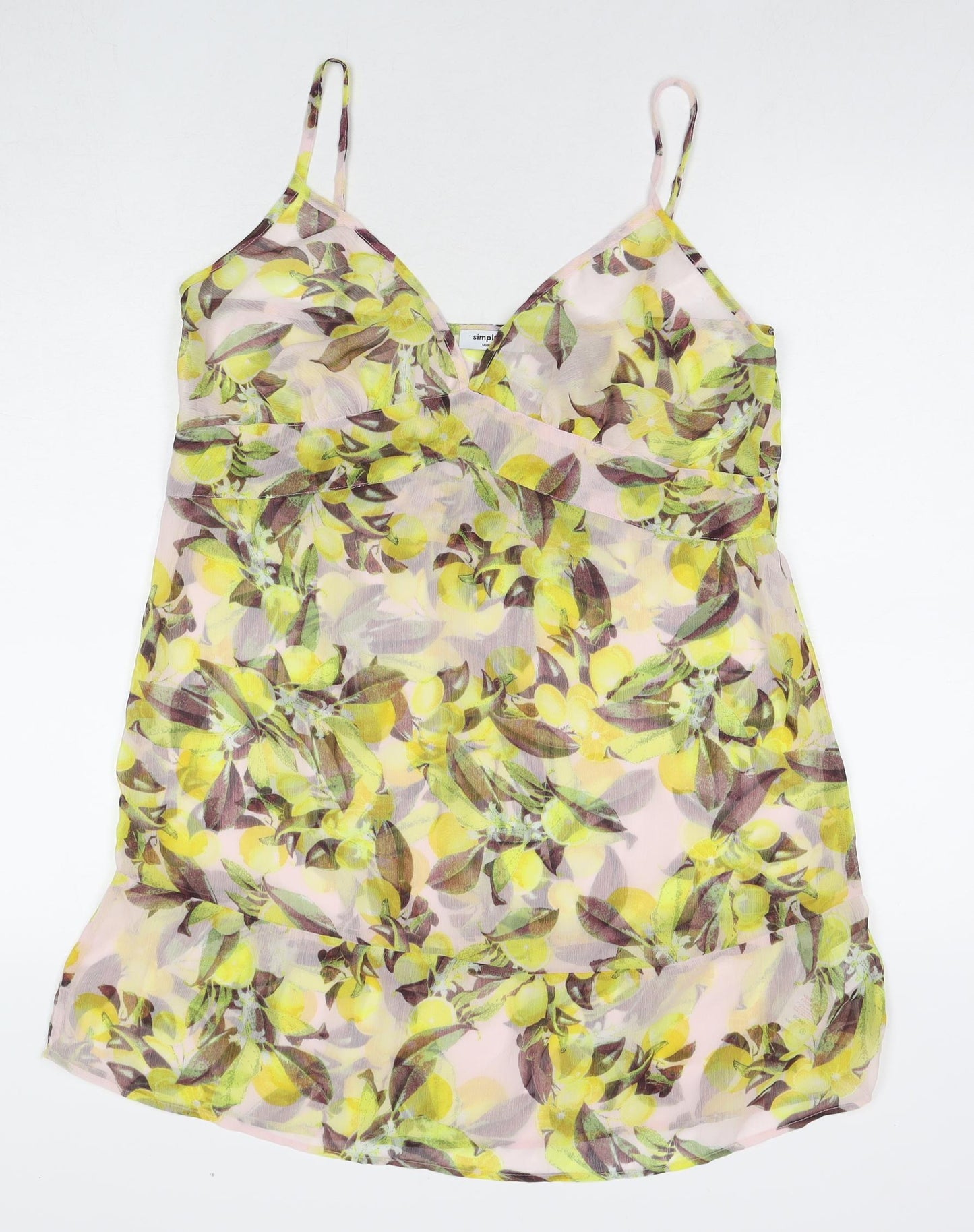 Simply Be Womens Yellow Geometric Polyester Tunic Tank Size 14 Round Neck