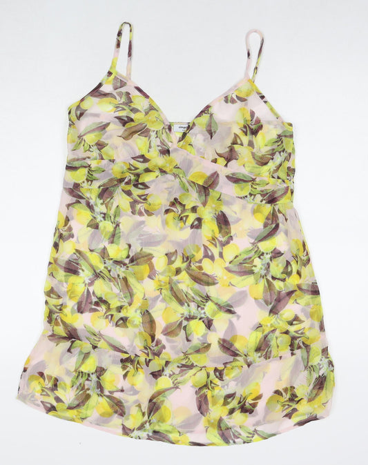 Simply Be Womens Yellow Geometric Polyester Tunic Tank Size 14 Round Neck