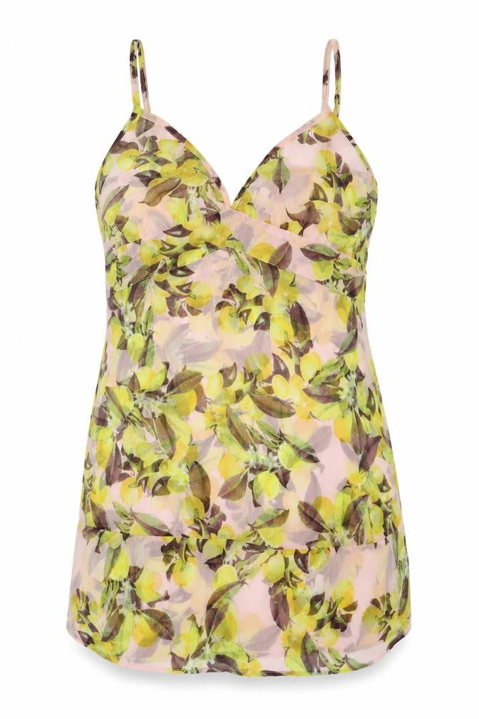 Simply Be Womens Yellow Geometric Polyester Tunic Tank Size 14 Round Neck