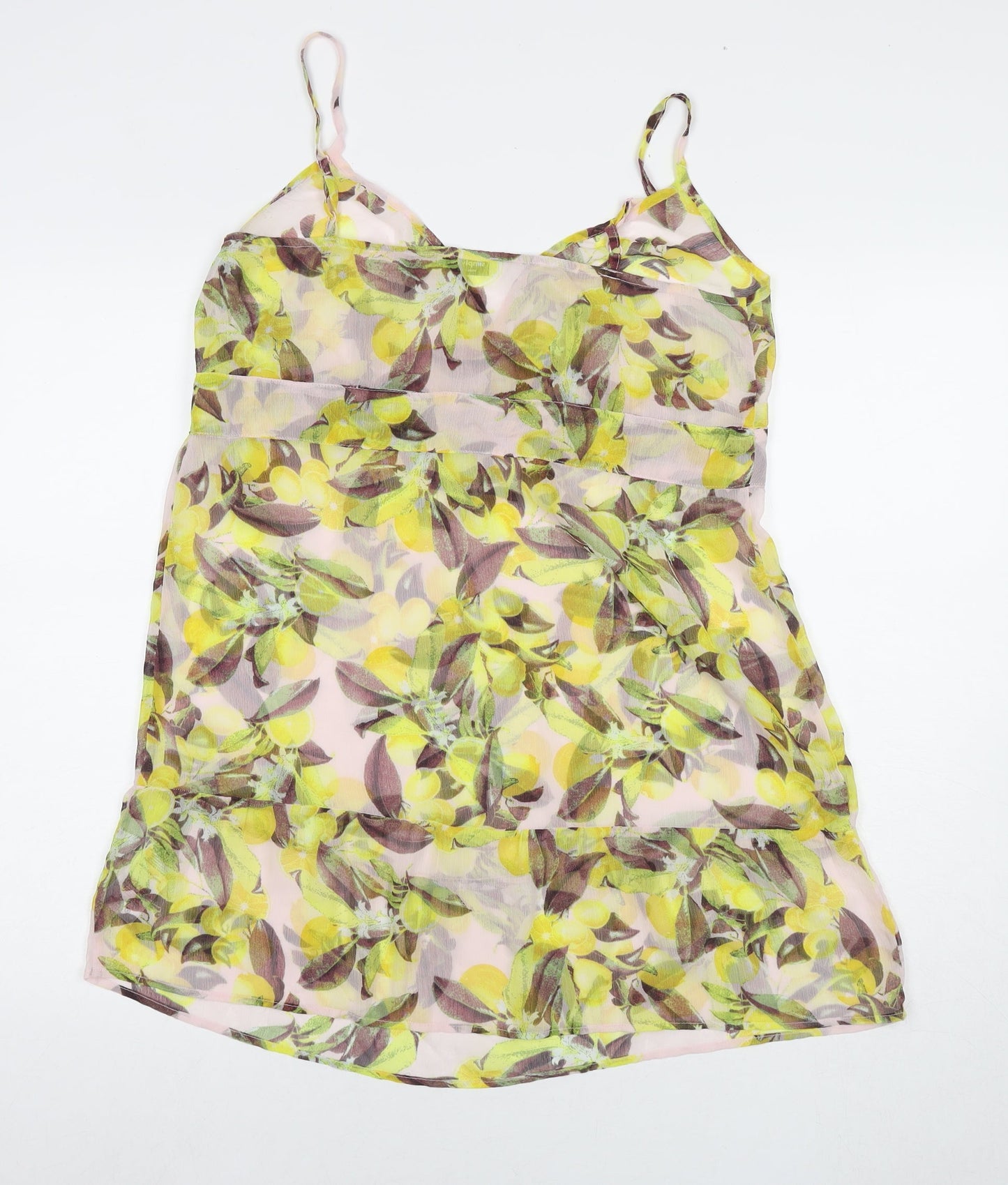 Simply Be Womens Yellow Geometric Polyester Tunic Tank Size 14 Round Neck
