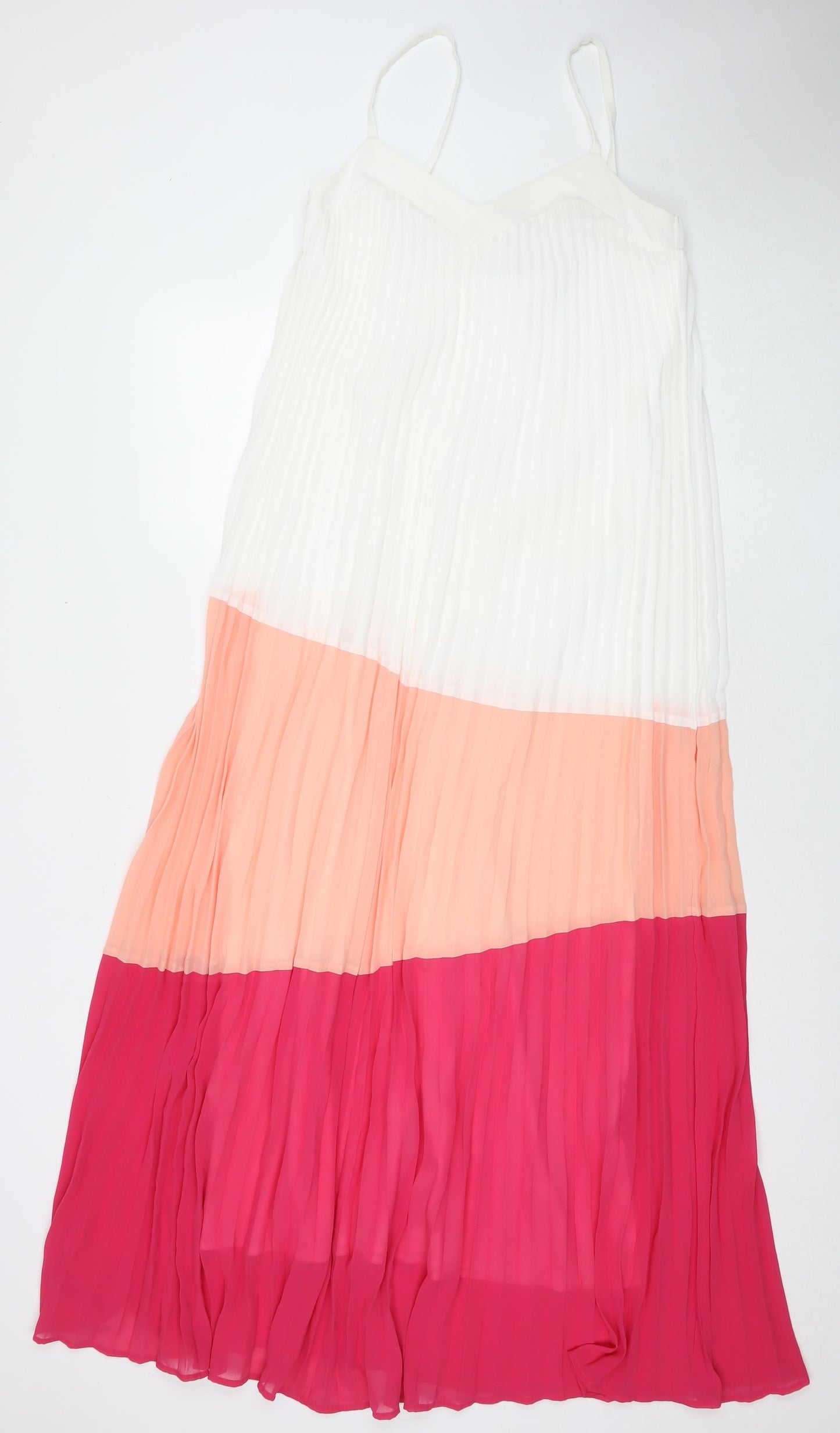 Tia Womens Multicoloured Colourblock Polyester Maxi Size 10 V-Neck Pullover