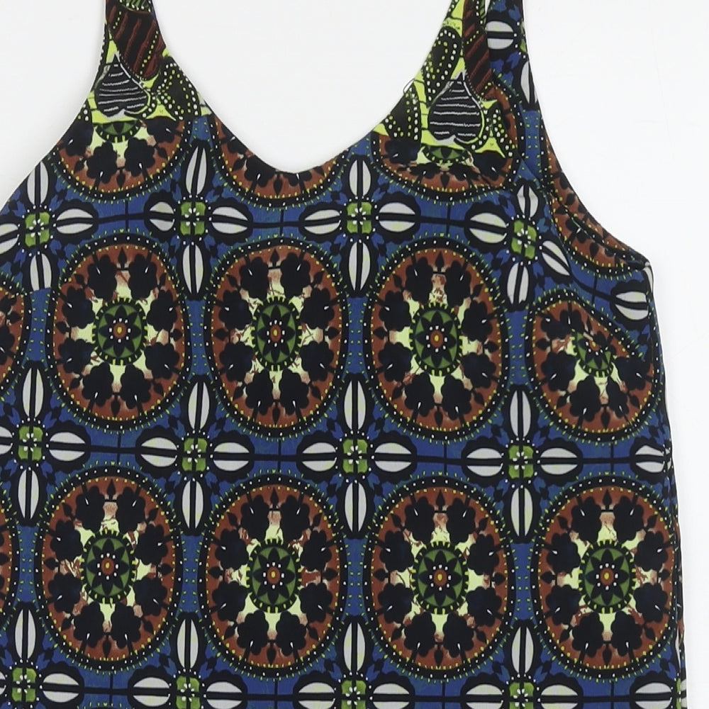 Topshop Womens Multicoloured Geometric Polyester Tunic Tank Size 4 Round Neck