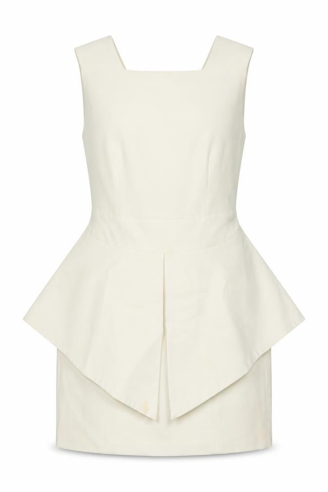 Aqua Womens White Polyester A-Line Size 10 Square Neck Zip