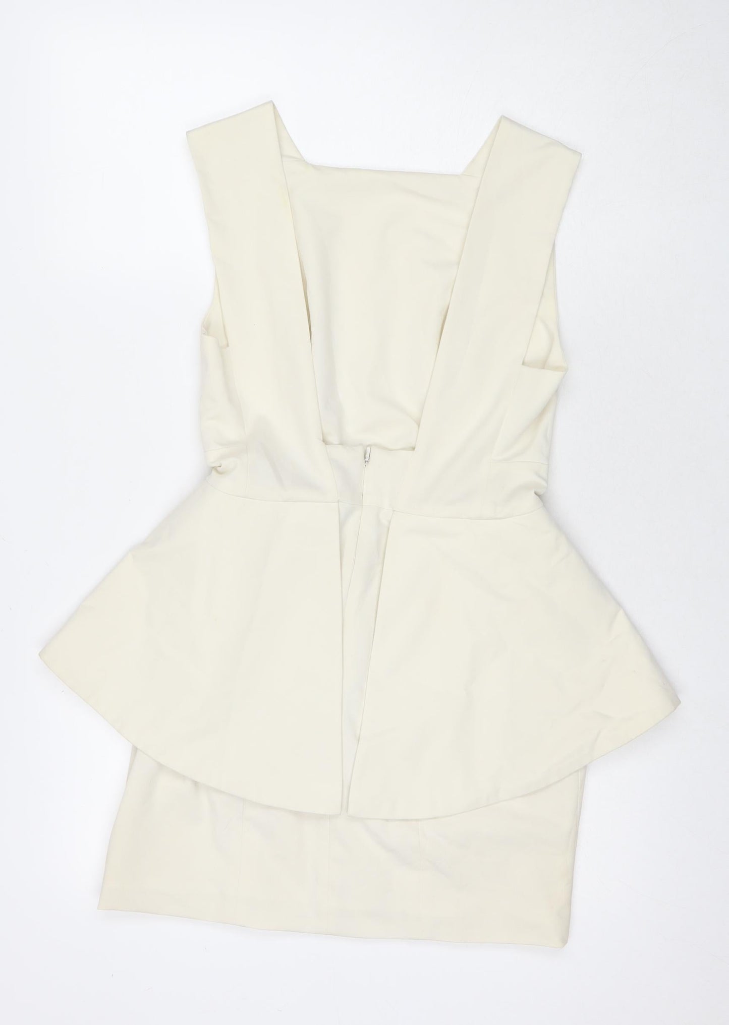 Aqua Womens White Polyester A-Line Size 10 Square Neck Zip