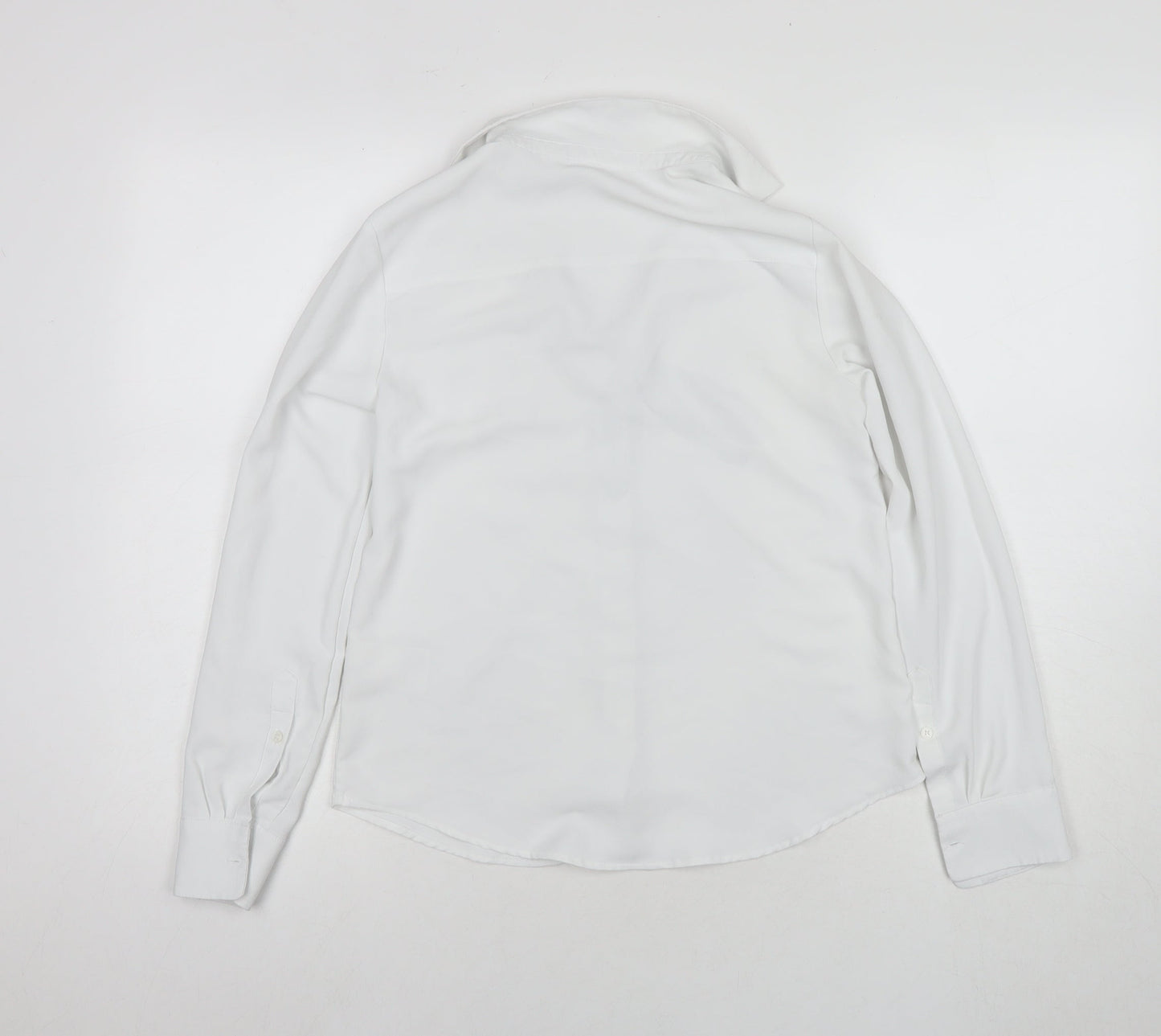 H&M Womens White Polyester Basic Button-Up Size 6 Collared