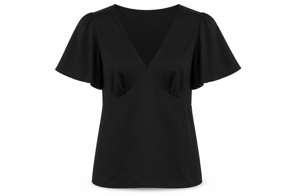 Friends Like These Womens Black Polyester Basic T-Shirt Size 8 V-Neck