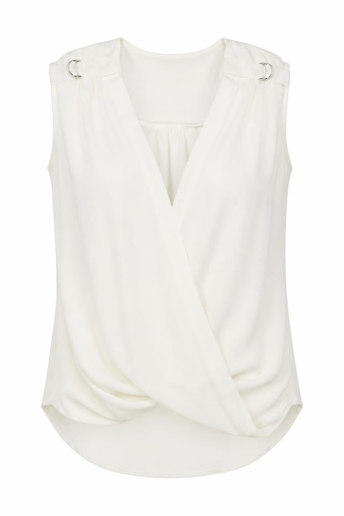 Lost Society Womens White Polyester Basic Blouse Size 8 V-Neck