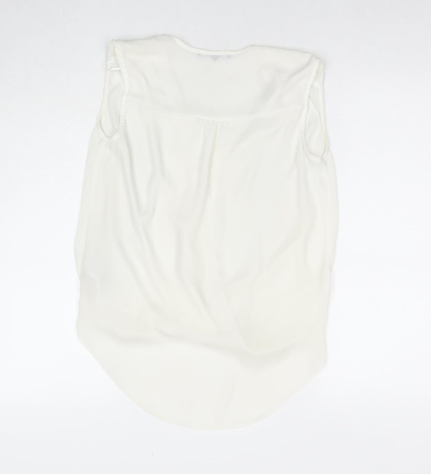 Lost Society Womens White Polyester Basic Blouse Size 8 V-Neck