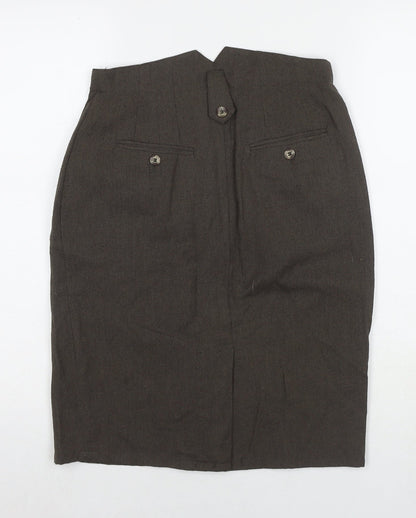 Back view of French Connection women’s brown polyester straight & pencil skirt, size M, zip