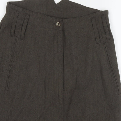 Close-up detail of French Connection women’s brown polyester straight & pencil skirt, size M, zip