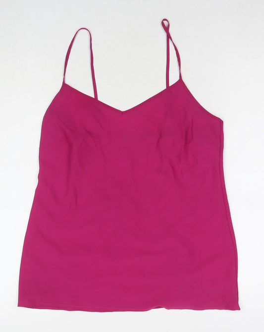 Marks and Spencer Womens Pink Polyester Basic Tank Size 12 Round Neck