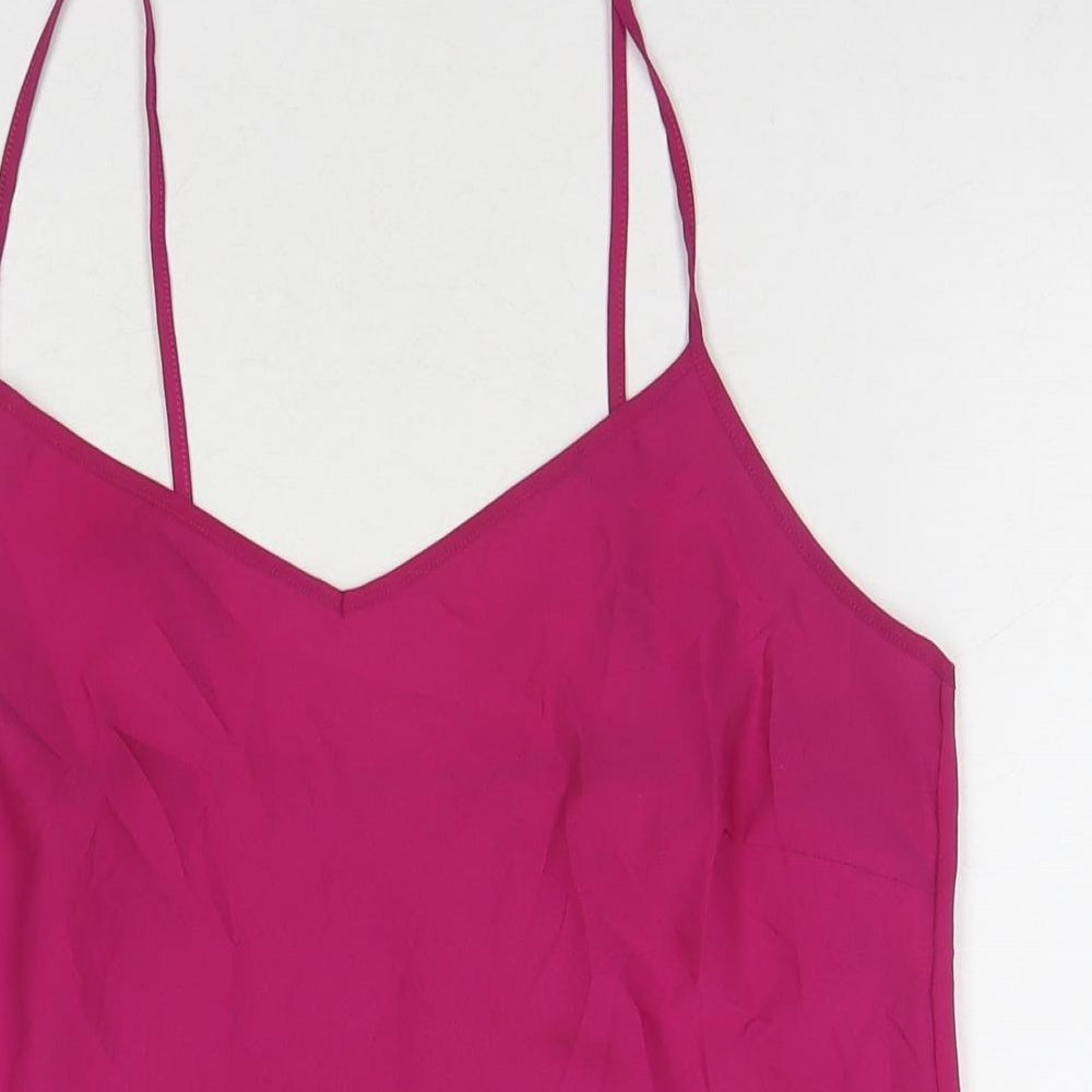 Marks and Spencer Womens Pink Polyester Basic Tank Size 12 Round Neck