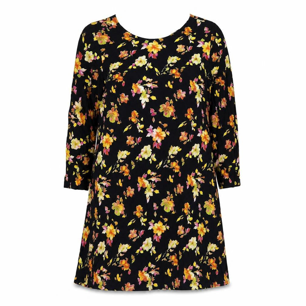 Motel Womens Black Floral Viscose A-Line Size M Round Neck Pullover