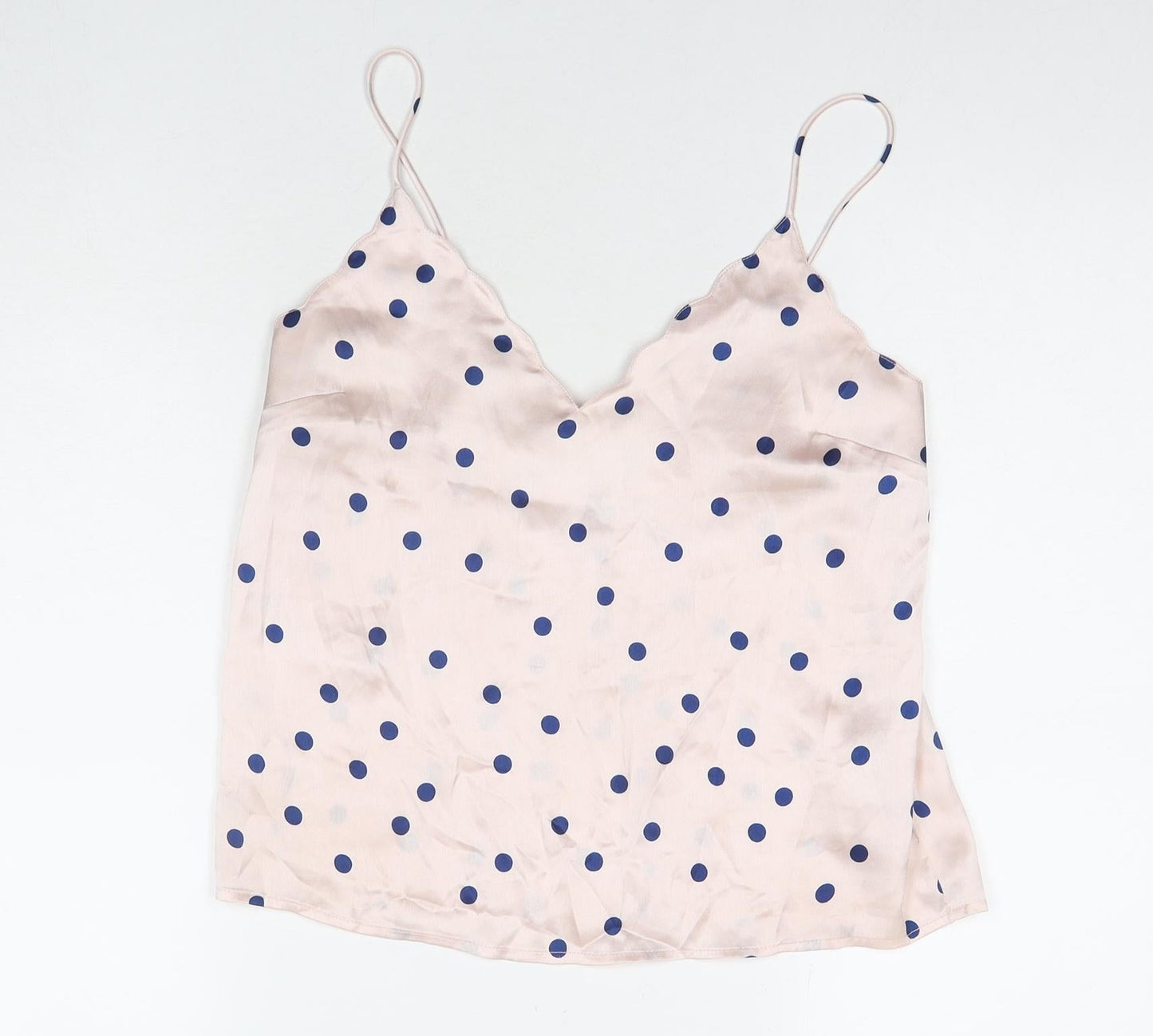 Topshop Womens Pink Polka Dot Polyester Basic Tank Size 8 V-Neck