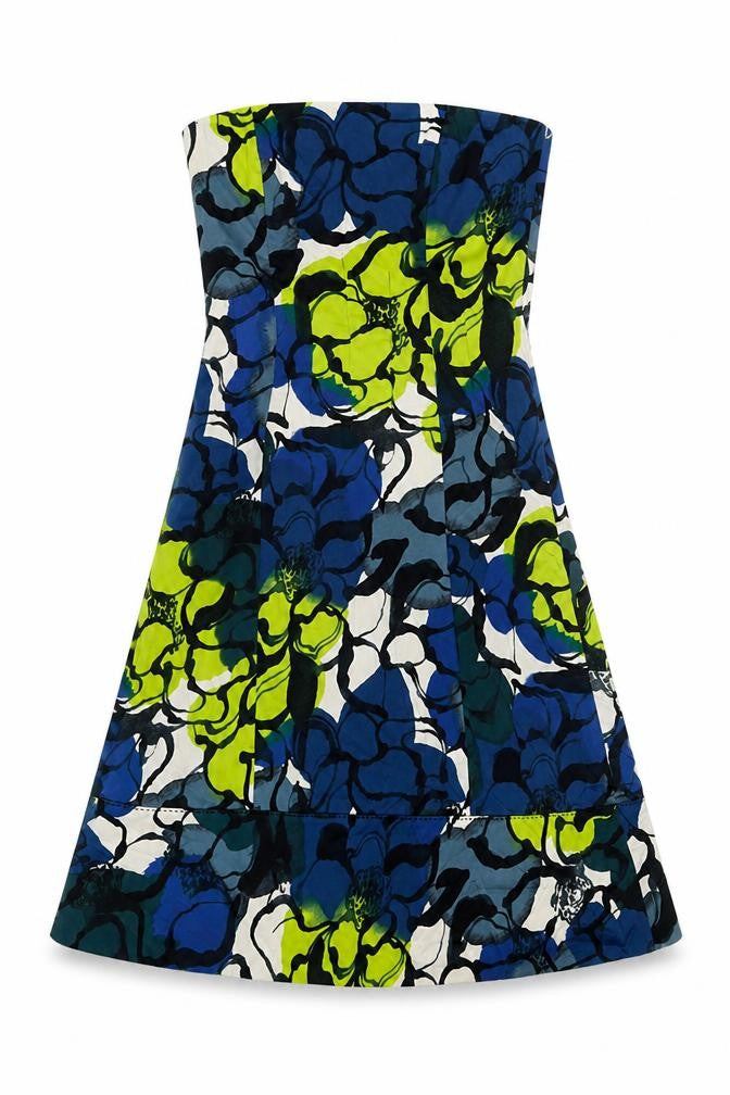 Coast Womens Multicoloured Geometric Cotton A-Line Size 10 Square Neck Pullover - Strapless