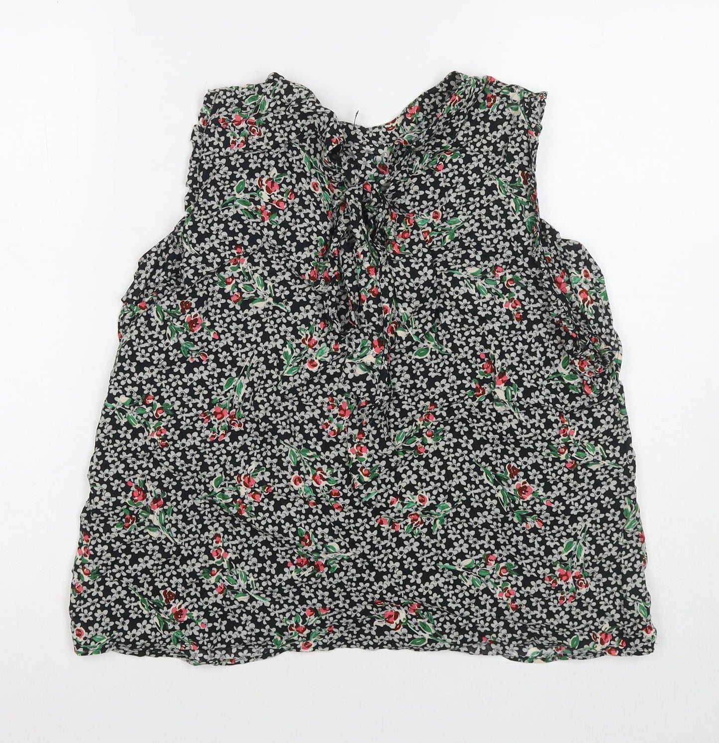 Zara Womens Multicoloured Floral Polyester Basic Tank Size L Round Neck