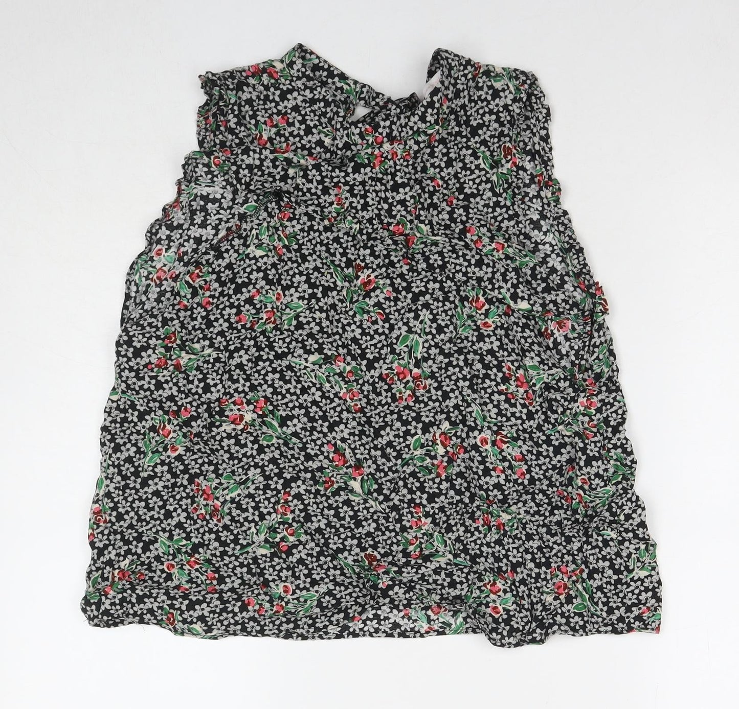 Zara Womens Multicoloured Floral Polyester Basic Tank Size L Round Neck
