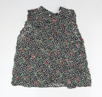 Zara Womens Multicoloured Floral Polyester Basic Tank Size L Round Neck