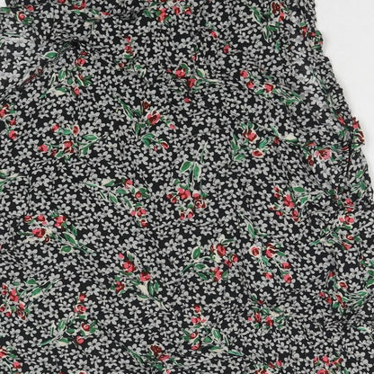 Zara Womens Multicoloured Floral Polyester Basic Tank Size L Round Neck