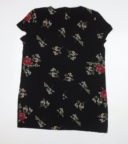 Boohoo Womens Black Polyester A-Line Size 16 Round Neck Pullover