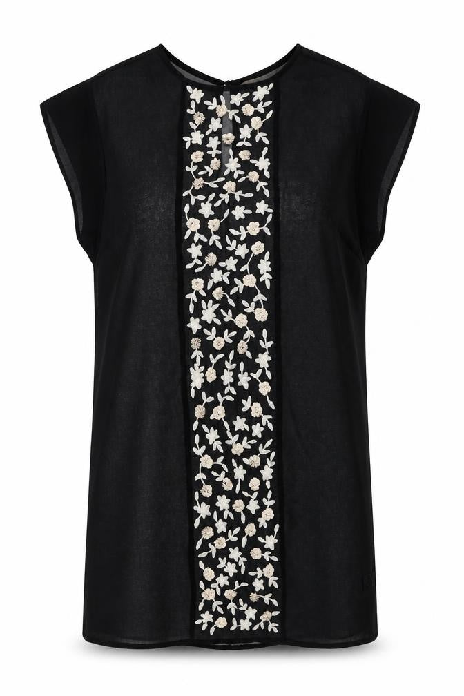 Planet Womens Black Floral Polyester T-Shirt Dress Size 10 Round Neck Pullover - Beach Cover-Up