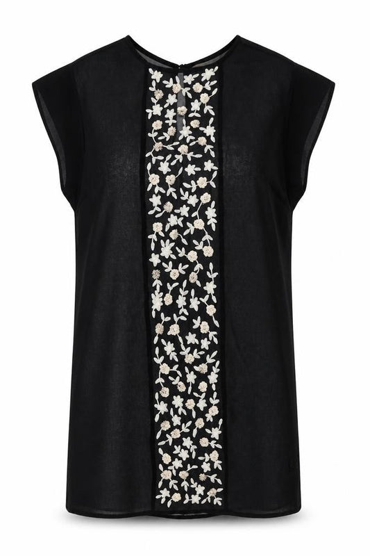 Planet Womens Black Floral Polyester T-Shirt Dress Size 10 Round Neck Pullover - Beach Cover-Up