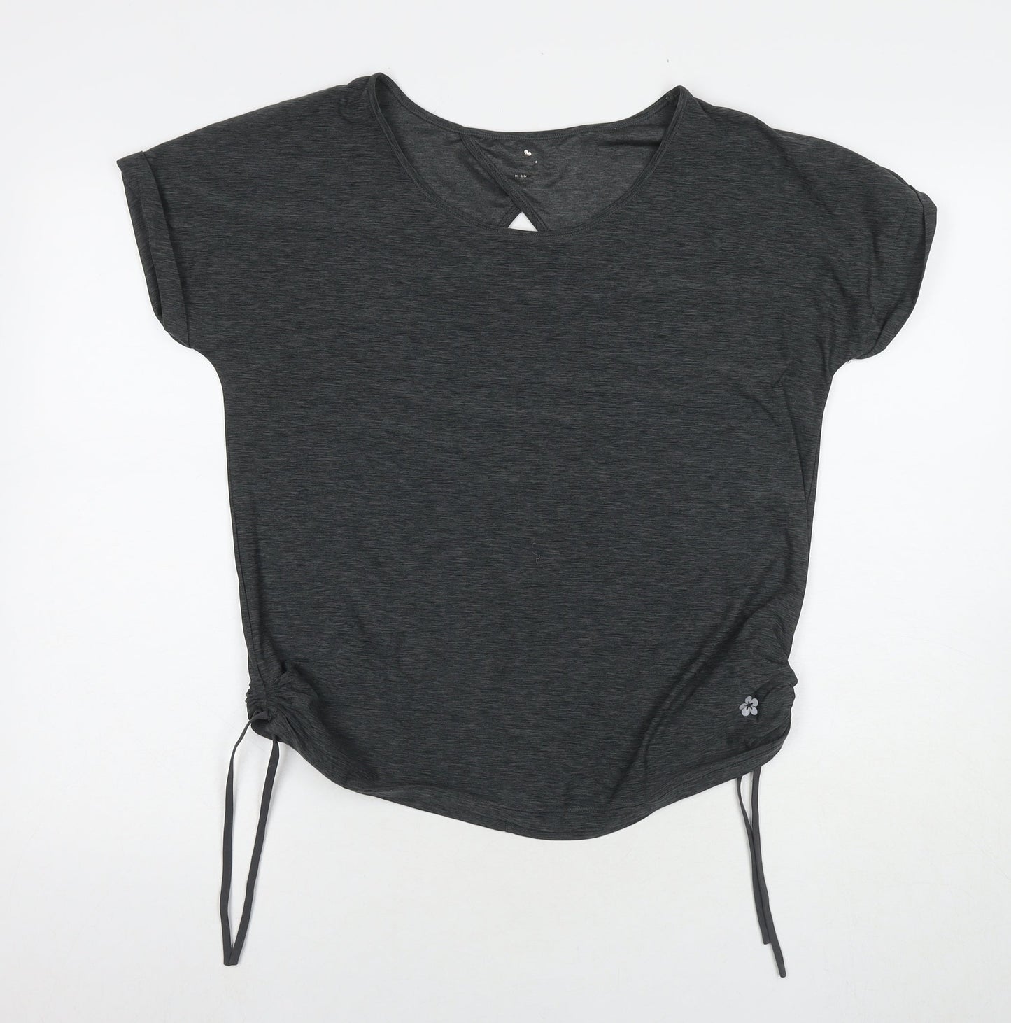 Tuff Womens Grey Polyester Basic T-Shirt Size M Round Neck Pullover