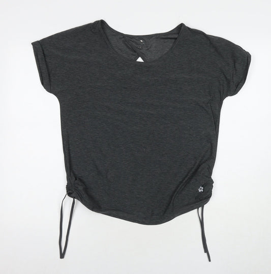 Tuff Womens Grey Polyester Basic T-Shirt Size M Round Neck Pullover