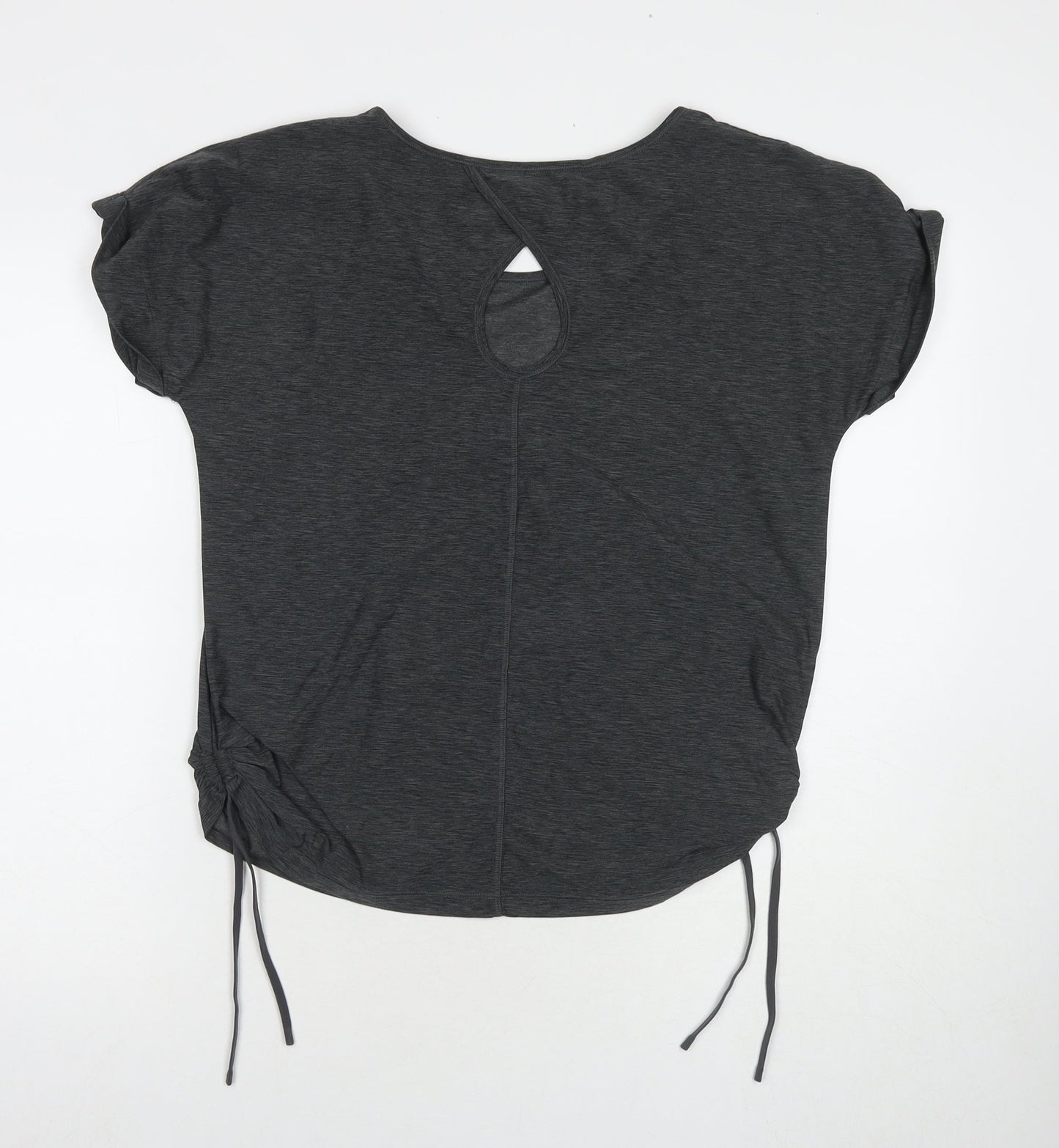 Tuff Womens Grey Polyester Basic T-Shirt Size M Round Neck Pullover