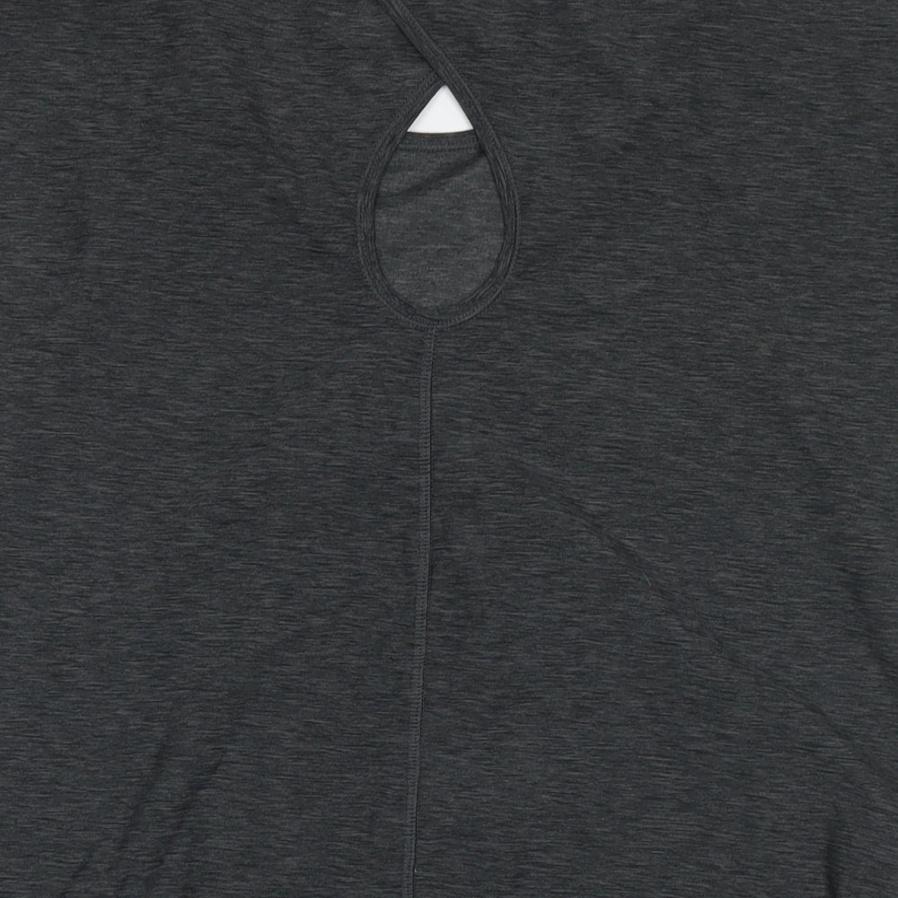 Tuff Womens Grey Polyester Basic T-Shirt Size M Round Neck Pullover