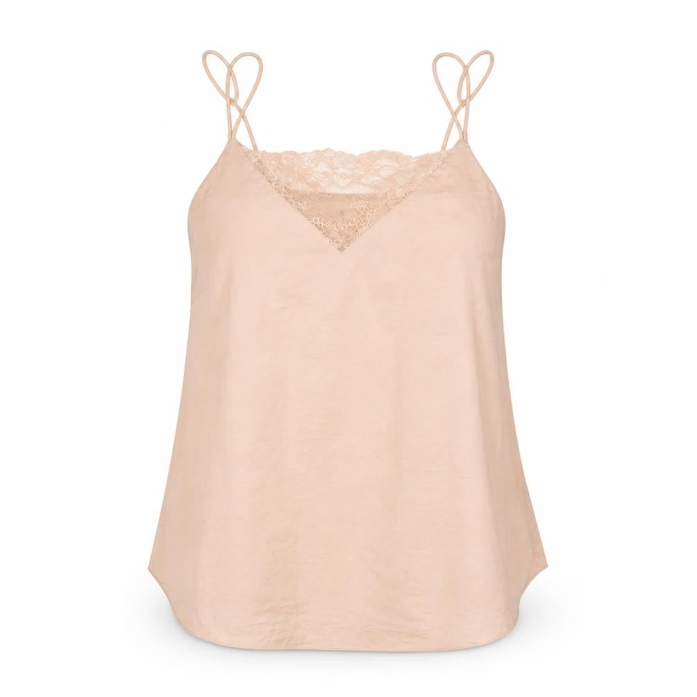H&M Womens Beige Polyester Basic Tank Size 14 Round Neck