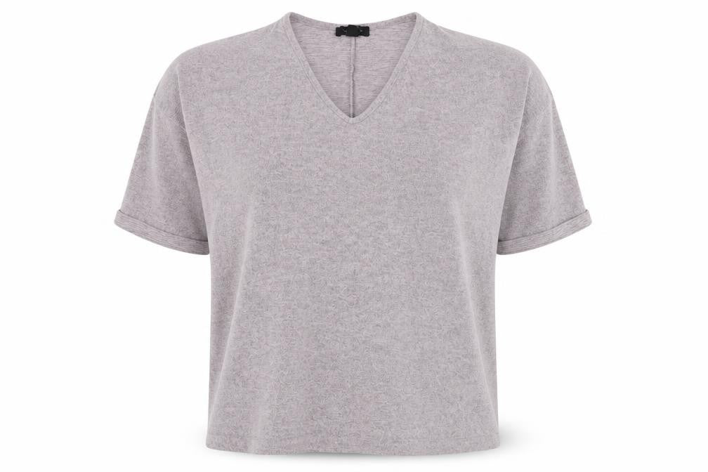 New Look Womens Grey Polyester Basic T-Shirt Size M V-Neck